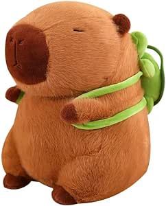 PUPUPANDA Capybara Stuffed Animals Plushies,Adorable Capybara Plush Toy with Removable Turtle Backpack,Soft Squishy Pillow Doll Toy,Unique Birthday Gifts for Kids Adult