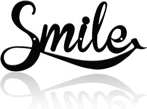 Smile Decor 12x5.8 Inch Black Smile Metal Wall Decor Christmas Inspirational Gifts for Women Encouragement Gifts for Women Unique House Warming Gifts Smile Iron Words Sign for Apartment Wall Decor
