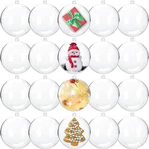 20 Pcs Clear Fillable Ornaments Ball,Transparent Plastic Craft Ornament Balls,DIY Plastic Christmas Tree Hanging Ornaments Ball for Wedding,Party,Home Decor(80mm)
