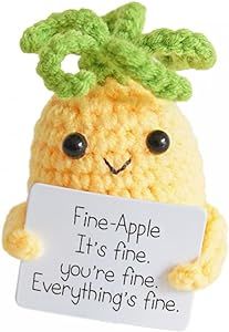 MiOYOOW Funny Happy Pineapple, Cute Crochet Gift Mini Inspire Knitted Wool Decoration for New Year Gifts Birthday Gifts Party Home Bedroom Living Room Decoration