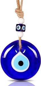 BCS Blue Evil Eye Decor Home Wall Hanging 3.5" Glass Handmade Turkish Nazar Amulet Good Luck and Protection Charm