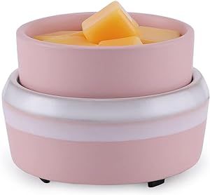 Tepaken Ceramic Candle Wax Warmer, 3-in-1 Wax Melt Warmer, Electric Wax Melter and Fragrance Warmer, Scented Candle Wax Burner for Gift Women Office Spa Home Decoration, Pink