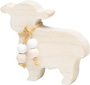 Collins 4" White 'Mary' Lamb Sign - Sheep Decor - Farmhouse Easter Decorations - White Home Decor
