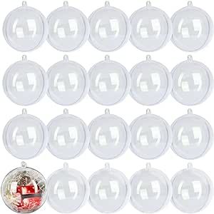 20 Pack Clear Plastic Fillable Ornament Ball 3.93''/100mm for Christmas,Holiday, Wedding,Party,Home Decor