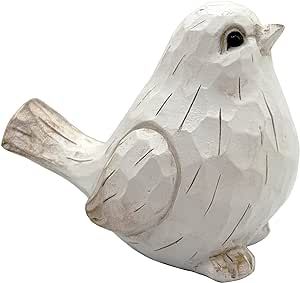 realideas New White Modern Farmhouse Bird Figurine, Bird Statue Sculpture - Carved Rustic Distressed Animal Bird Ornaments - Home Decor Accents Collectible Bird Figurine | Spring