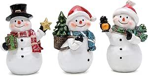 Hodao Unique Handcrafted Christmas Snowman Decoration Set - Three Snowman Designs, Warm and Adorable, Lighting Up Your Christmas Decor!(3pcs)