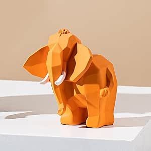 Geometric Elephant Sculpture Abstract Animal Statue Unique Figurines for Modern Home Decor Office Living Room Bedroom Table Shelf Cabinet for Animal Lovers