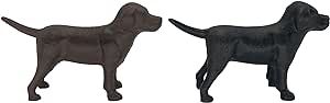 First of a Kind Set of Two Cast Iron Labrador Dog Statues, Vintage, Antique Tabletop Cute Labrador Figurine Collectible Gifts in Black and Brown, Decorative Cast Iron Lab Doggie Decor Figurines