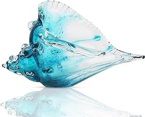 Blown Glass Conch Statues, Modern Glass Art, Conch Decorative Statues, sea Shell Statues for Dining Tables, entryways, Coffee Tables, Living Rooms, Kitchens, Shelf fillers