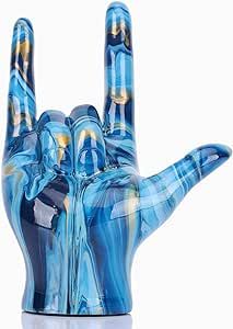 DOVDOV I Love You Hand Statue, Blue Hand Gesture Home Decor Accent, Modern Art Hand Decor, Office, Wedding, Table Centerpiece, Home Living Room Decor and Accessories