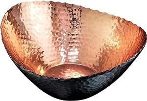 Monarch Abode 31604 Hand Hammered Metal Decorative Bowl, Modern Centerpiece Fruit Bowl for Kitchen Counter, 7.5 inch, Black and Copper Finish