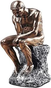 Aendu Creative Thinker Statues Individual Figurine for Living Room Decor H 9.6 Inch (Sandstone) - Unique Sculpture Enhancing Creativity and Inspiration in Home or Office (Copper)