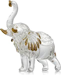 JATYFING Handcrafted Unique Glass Elephant Statue - Elegant Elephant Figurines for Home Decor Holiday Party Crystal Gifts