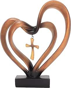 IVYARD VYARD Easter Jesus Entwined Hearts Cross, Unique 2 Intertwined Hearts Table Top Decor,Christian Standing Cross,Home DecorTable Christian Standing Cross ,Tabletop Cross for Christmas