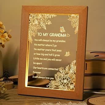 NABYSHOP Best Grandma Gift from Granddaughter Grandson - Unique Night Light Gift for Grandma, Perfect Gifts for Birthday, Christmas, Wedding Anniversary, Thanksgiving(L-6.7 * 8.3IN)