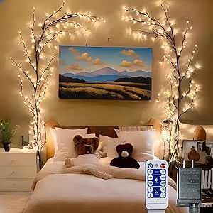 Lituplife 2PCS Enchanted Willow Vine Light for Home Decor,Flexible DIY Lighted Branches with Remote On/Off Timer Dimmer,Lighted Willow Vine 144LEDs Lights for Bedroom Aesthetic Living Room Decor