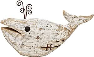 Linfevisi Wooden Whale Decor Tabletop Nautical Decor Solid Wood Whales Statue Sculpture Standing Coastal Decor Beach Figurines for House Sea Decor for Bathroom Ocean Theme Home Decor 4.72" H