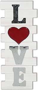 CYNOSA Valentines Decorations for Home Wood Love Sign for Front Porch Standing Farmhouse Wall Sign House Decor for Living Room Entryway Hallway Housewarming Gift (Sliver)