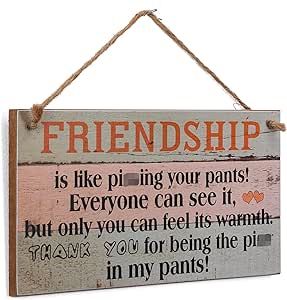 Yankario Funny Friendship Gifts for Women Friends - Birthday Gifts for Best Friends Unique Gifts for Her - Wall Art Decor Wooden Sign, 12" by 6"