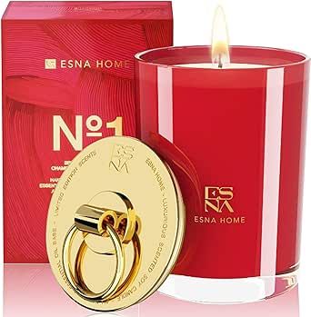 ESNA HOME Premium Scented Candles | Soy Candles Gift for Her | 8.8oz 50 Hours Long Burning Natural Lavender Essential Oils | Champagne Scented Relaxing Candles | Perfect Bedroom Decor for Women