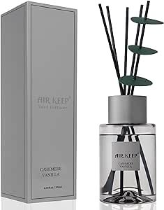 Airkeep Reed Diffuser/Grey Reed Diffuser Set/6.7 oz(200ml)/Cashmere Vanilla Oil Diffuser & Reed Diffuser Sticks/Home Decor & Office Decor, Fragrance and Gifts