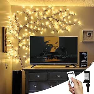Enchanted Willow Vine Lights with Remote, Christmas Swags Decorations Indoor Room Decor, 18 Branches 144 LEDs Lighted Willow Vine Lights for Walls Bedroom Home Decor