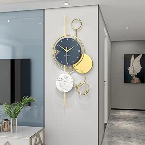 YIJIDECOR Large Wall Clocks for Living Room Decor Big Modern Wall Clock Battery Operated Silent Non-Ticking for Bedroom Office Kitchen Home Decoration Gold Metal Unique Wall Watch Clock 15 x 30