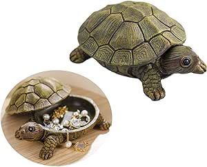 mozhixue Turtle Jewelry Box Trinket Turtle Gifts for Women- Unique Mini Ring Earrings Jewelry Organizer- Vintage Bejeweled Storage- Figurine Collectible Keepsake Home Decor,S