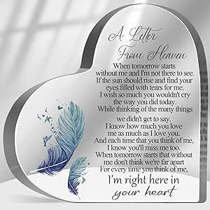 A Letter from Heaven Sign, Loss of Loved One Sympathy Gift, Memorial Gifts for Loss Keepsake, In Memory of Loved One Sign, Grief Bereavement Remembrance Plaque Decor for Family Members