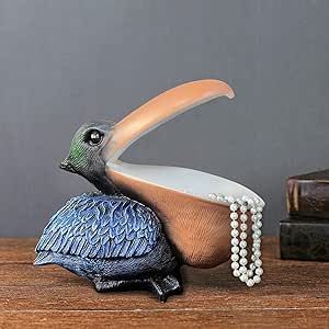 changqing Pelican Statue Fun Candy Bowl For Office Desk Home Resin Decor Key Bowl Bird Figurine Sculpture Table Art Decoration Box Phone Wallet Sundries Container Storage Housewarming Gifts