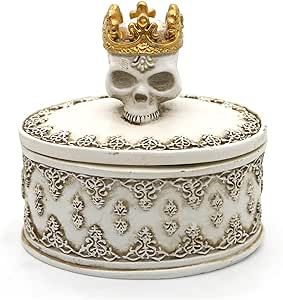 Halloween Gifts Skull Jewelry Box - Romantic Crown Skeleton Jewelry Holder Case Cranium Jewelry Storage Box Lady Gifts Small Ornament Antique Jewelry Souvenir Gifts Box Halloween Home Decor