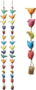 Aditri Creation Set of 2 Indian Door Hanging 15 Fabric Birds Tota String with Bell Festival Decoration for Home Wall Temple Bedroom Kids Room Home Decor New Year Gifting(Size :- 24" Approx)