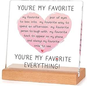PETALSUN Valentines Day Gifts for Her, Him, Girlfriend, I Love You Gifts- Unique Acrylic Desk Plaque Sign with Wooden Base- Romantic Boyfriend Gifts, Anniversary, Birthday Gifts for Wife, Husband