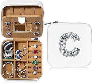 Parima Unique Birthday Gifts for Mom Mother - Small Travel Jewelry Box Jewelry Case Organizer Personalized Gifts for Women Mothers Day Best Mom Grandma Aunt Mother In Law Gifts From Daughter C