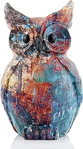 Colorful Owl Figurine Statue Sculpture Owl Decor Gifts