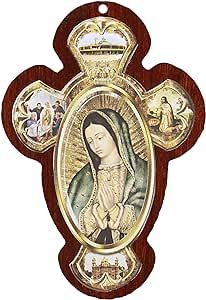 Needzo Our Lady Of Guadalupe Wooden Hanging or Standing Cross, Religious Decoration Catholic Faith, Unique Office Home Decor or Housewarming Gift, 5.25 inches